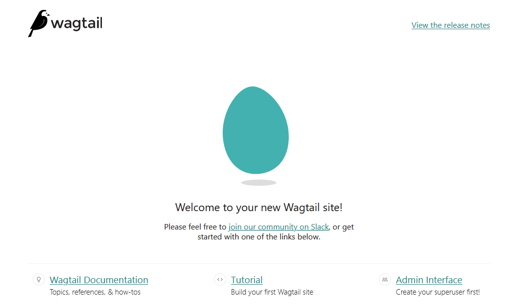 Wagtail welcome screen